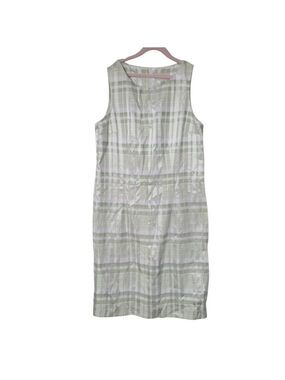 Jaclyn Smith Plaid White Green Dress 14